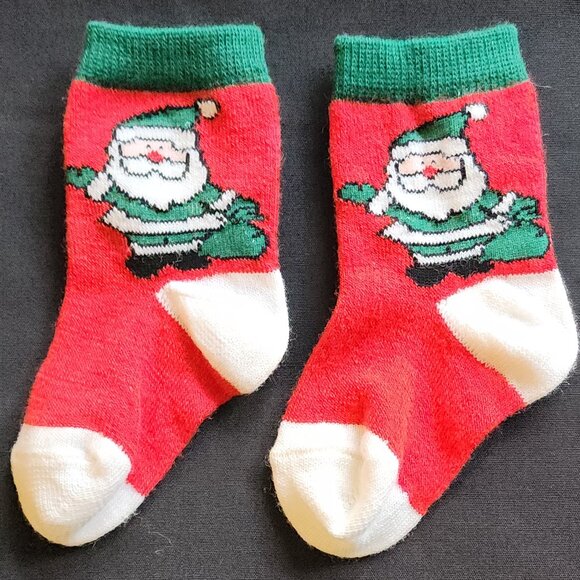 Vintage 60's 70's Infant Baby Santa Socks Stocking Christmas Tree Ornaments - Picture 1 of 2